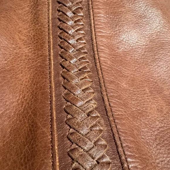 Luck Brand Brown Leather Crossbody Boho Bag with Braided Accent Causal Purse. - Picture 13 of 16